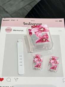 个性化花卉印花保护壳 兼容苹果数据线、充电头、13/14/15 Pro Max、防猫咬