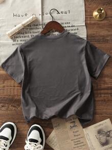 Camiseta de manga corta con cuello redondo y estampado gráfico gris para niño preadolescente, ideal para verano