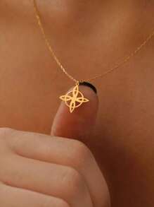 Fashionable Witch Knot Pendant Stainless Steel Slavic Amulet Necklace Suitable For Both Men And Women Happy Charm Gift For Her