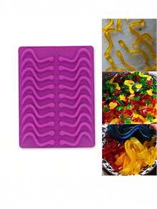 2/1 Peça Moldes de Silicone em Formato de Minhoca - Ideal para Diversão na Cozinha e Fabricação de Doces, Moldes de Silicone Reutilizáveis, Moldes de Cozinha, Diversão na Cozinha, Moldes de Doces, Acessórios de Sobremesa