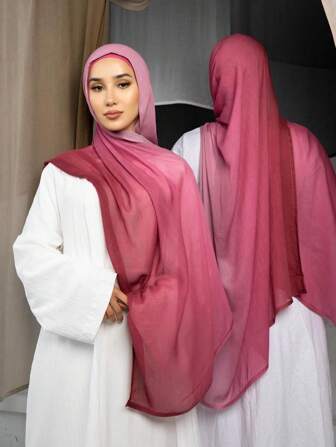 1 件女士渐变色设计围巾头带，柔软宽边头巾，优质多功能防晒头巾，适合日常使用，也适合送给朋友和家人