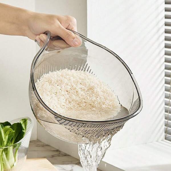 1pc Multifunctional Rice Washing Basket With Handle, Vegetable Washing Basin, Fruit Plate, Kitchen Drain Basket, Kitchen Supplies Rice Washing Strainer, Household Kitchen Drain Basket