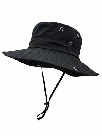 1pc Women/Men Fashionable Fishing Hat, Black Color, Summer Sun Protection Hat For Hiking, Fishing, Cowboy Style, Gift, Everyday Life