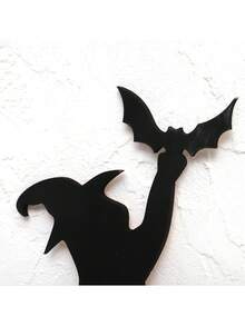 1pc Halloween Cat Bat Door Decoration - Wooden Cat Bat Door Corner Decoration, Black Cat Bat Door Frame Corner Sign, Home Door And Window Right Angle Decoration, Halloween Ghost Party Supplies