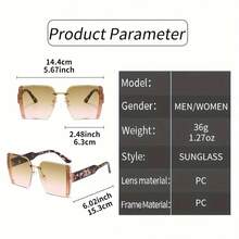 Oversized Rimless Square Fashion Sunglasses Women Men Brand Designer Gradient Glasses Summer Beach Party - màu đen - Xem 4