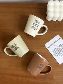1pc 68ml Retro Mini Italian Espresso Cup, Ceramic Letter Decor Small Tea Cup, Suitable For Coffee Shop, Home Coffee Maker, Afternoon Tea, Gift - Multicolor - View 12