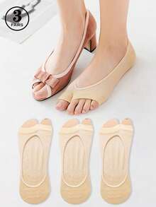 3 Pairs Summer New Thin Mesh Open Toe Two-Toe Non-Slip Women Invisible Socks Shallow Ankle Socks - Multicolor - View 9