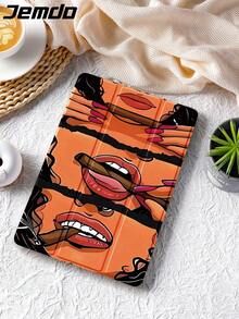 性感唇印保护壳/保护套适用于 iPad 10.2、iPad Pro 11 英寸 2021/2020/10 代、iPad Mini 6、iPad 5 代 (9.7 英寸) 和 iPad Air 5 代 2022，带笔架，防震，自动睡眠/唤醒 - 彩色 - 查看 2