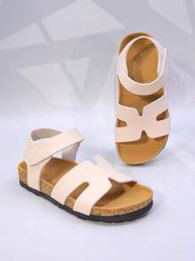 صنادل أطفال من سن 6-15 سنة، صنادل كاجوال خفيفة الوزن غير قابلة للانزلاق مفتوحة الأصابع بنعل ناعم وألوان سادة، مناسبة للاستخدام اليومي والشاطئ والصيف