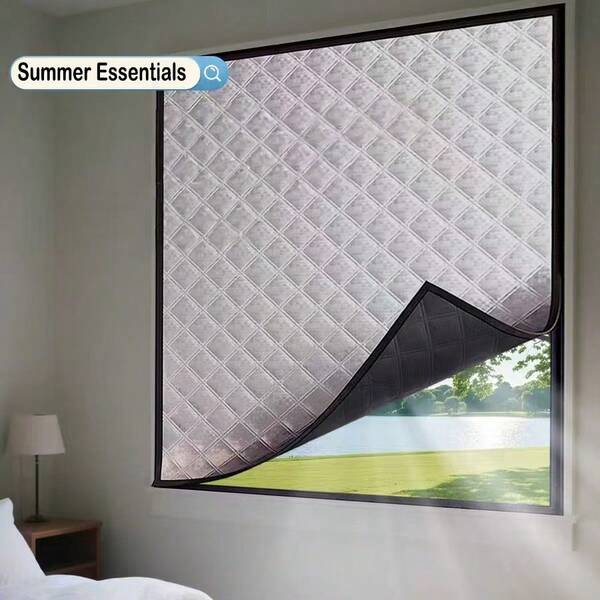 1 件装黑色包边隔热窗帘加厚棉化石墨烯面材，全方位覆盖窗户，隔热降噪，适用于客厅、厨房、卫生间、嘈杂场所