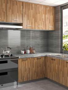 1 Roll Light Color Vintage Wood Grain Contact Paper, Waterproof Self-Adhesive Removable Wood Grain Wallpaper For Wall, Cabinet, Countertop Decoration (15.76*197in) - Multicolor - View 17