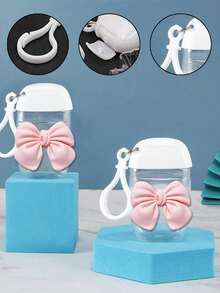 Botella vacía de 30 ml blanca y transparente para desinfectante de manos con lazo, soporte de llavero, tapa abatible blanca y recargable, envase cosmético adecuado para líquidos, lociones y cremas de 1 oz (aprox. 28.3 g), ideal para viajes - Blanco - Ver 5