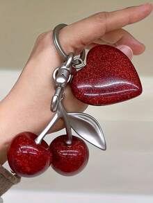 1 件别致樱桃钥匙扣，带闪亮树脂吊坠 - 合金 C 型钩扣，适用于女士钱包和包袋，是送给家人朋友和情侣的理想礼物，情人节礼物，背包装饰钥匙扣，适用于包袋，汽车配件，女士 - 彩色 - 查看 13