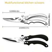 Tijeras de cocina de acero inoxidable de alta resistencia - Tijeras multi-funcionales extra grandes para cortar aves y huesos con mangos ergonómicos para cocinar, hornear, carne, verduras - Uso profesional de chef y cocina del hogar, tijeras para aves de corral, hoja afilada