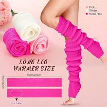 Long Leg Warmers Women 24 Inch Over Knee Knit Ribbed Leg Warmer Stirrup Yoga 80s Party Dance Ballet Supply - Merah muda, Merah mawar, Putih - View 7