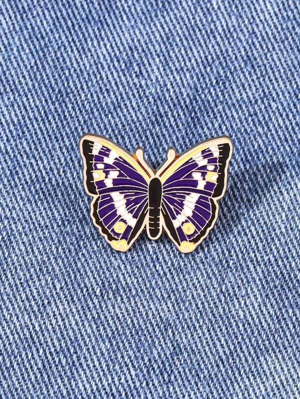 1 pièce Broche papillon violet dessin animé, broche vintage fleur 3D en résine violette, épingle de style nature pour rassemblements et sorties scolaires
