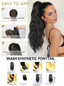 Ponytail Extensions, Long Claw Clip In Ponytail Hairpiece Synthetic Pony Tails Hair Piece Natural Wavy Hairpieces For Women, 20 Inch - Multicolor - View 11