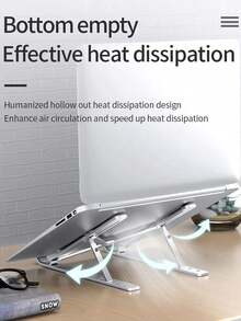 1pc Silver Aluminum Alloy Single Fork Foldable Stable Laptop Stand, Suitable For Laptops Under 18 Inches, Elevating & Storing - Silver - View 6