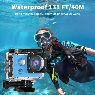 Caméra d'action HD 1080P avec écran LCD 2", 400mAh, objectif fish-eye et exposition automatique - Haute définition jusqu'à 130m, 30m de profondeur, batterie rechargeable Li-Polymère, stockage sur carte TF, convient pour la plongée sous-marine, le snorkeling, les sports de plein air, la photographie sous-marine, l'enregistrement vidéo haute résolution