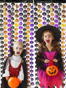 1 Stück Halloween Fledermaus Kürbis Spinne Fadenvorhang, Geisterhaus Deko für Party - Verschiedenfarbig - Übersicht 5