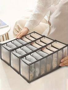 1/3pcs- Foldable Wardrobe Storage Box, Which Can Separate Underwear, Bras, Socks And Clothes, Drawer Storage Box, Home Plaid Storage Box, Dormitory Storage Bag, Clothes Storage Box, Saving Space, Home Bedroom And Dormitory Storage Supplies. - White - View 10