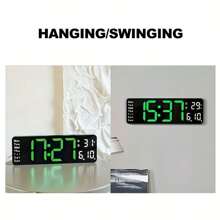 TRMVY 13/16 Inch Large Display Digital Wall Clock LED Digital Clock Time Temp Date Week Display Table Clock Wall-Mounted Dual Alarms LED Clocks, Timer, Automatic Dimming, For Home Living Room And Office Decoration