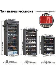 简易鞋架、便携式鞋架、家用鞋子收纳架、带防尘罩的鞋架、多层节省空间的鞋架、宿舍窄鞋架、储物架、鞋架、窄储物架，适用于客厅走廊、客厅、返校、返校用品。