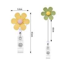 1pc/3pcs/10pcs Colorful Flower Retractable Badge Reel, Nurse Doctor Student Office Gift Stretchy ID Card Holder,School Supplies,Back To School - Multicolor - View 2