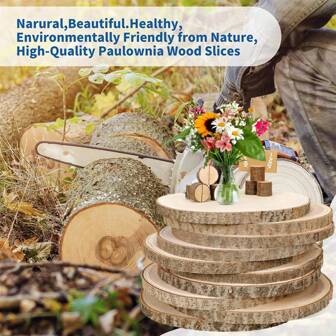 8pcs 10-11in Large Wooden Slices, Can Be Used As Dining Table Center Decor, Comes With Number Holders And Cards, Natural Tree Slice Tabletop Decor, Suitable For Wedding, Party, Housewarming, Christmas