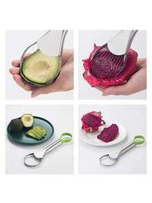 牛油果切片器 – 二合一牛油果切刀 & 保鲜器 不锈钢牛油果刀 & 去核器 多功能水果切刀 适用于火龙果、猕猴桃、木瓜 | 可放入洗碗机清洗