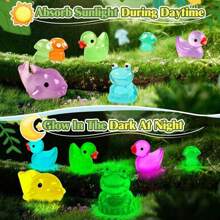 20/40/100PCS Luminous Mini Resin Animals Mixed Styles Miniature Glow In The Dark Animal Mushroom Figurine For Plants Party Garden Micro Landscape Aquarium Dollhouse Decoration DIY Craft