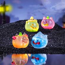 Mini decoración de Halloween, accesorios 3D de dibujos animados DIY, calabaza luminosa de dibujos animados, decoración de Halloween, ornamento de escritorio/auto, pasador de pelo DIY, decoración de casa de muñecas, regalo para fiestas, cumpleaños, Navidad, San Valentín, Año Nuevo