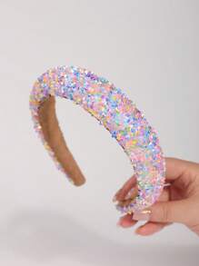 1pc Sparkling Colorful Sequin Headband, Elegant Luxury Fashion Hairband, Korea Style Hair Accessory