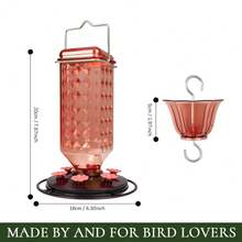 Hummingbird Feeder For Outdoor Hanging, 24 Ounces, 6 Feeding Ports, Bird Nectar Feeder For Garden Decor, Ant Moat Included - Đỏ - Xem 4