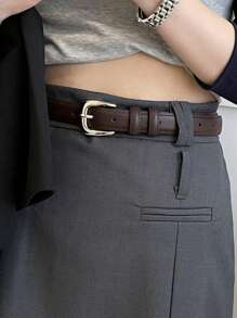 女士简约而优雅的银色带扣皮带，适合学生和年轻人装饰，韩式夏季、学校秋季、秋季、万圣节
