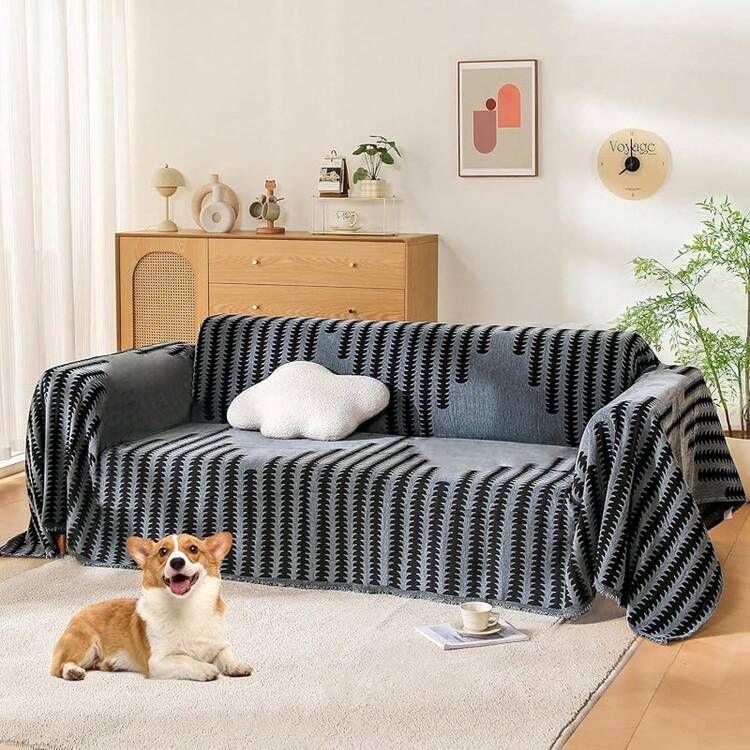 Bohemian Sofa Cover, Couch Blanket, 2 - Cushion Couch Covers, Washable Sectional Couch Covers Pets, Living Room Sofa Protector (1   , 71 X 118) - 2# Dark Grey - View 1