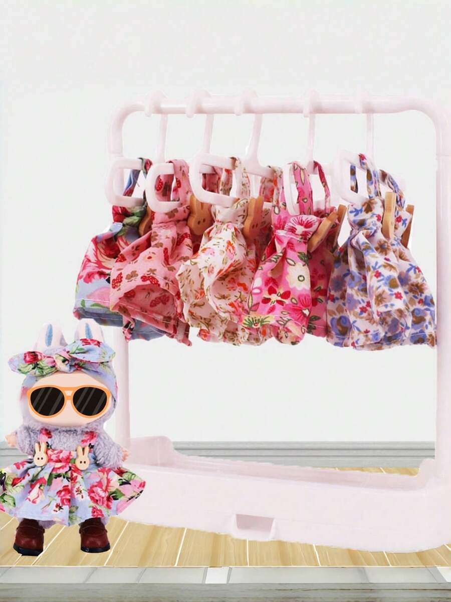 5 件套迷你娃娃衣架，袜子架，迷你塑料衣架，可挂娃娃衣服、衣柜、连衣裙、裙子、服装配饰