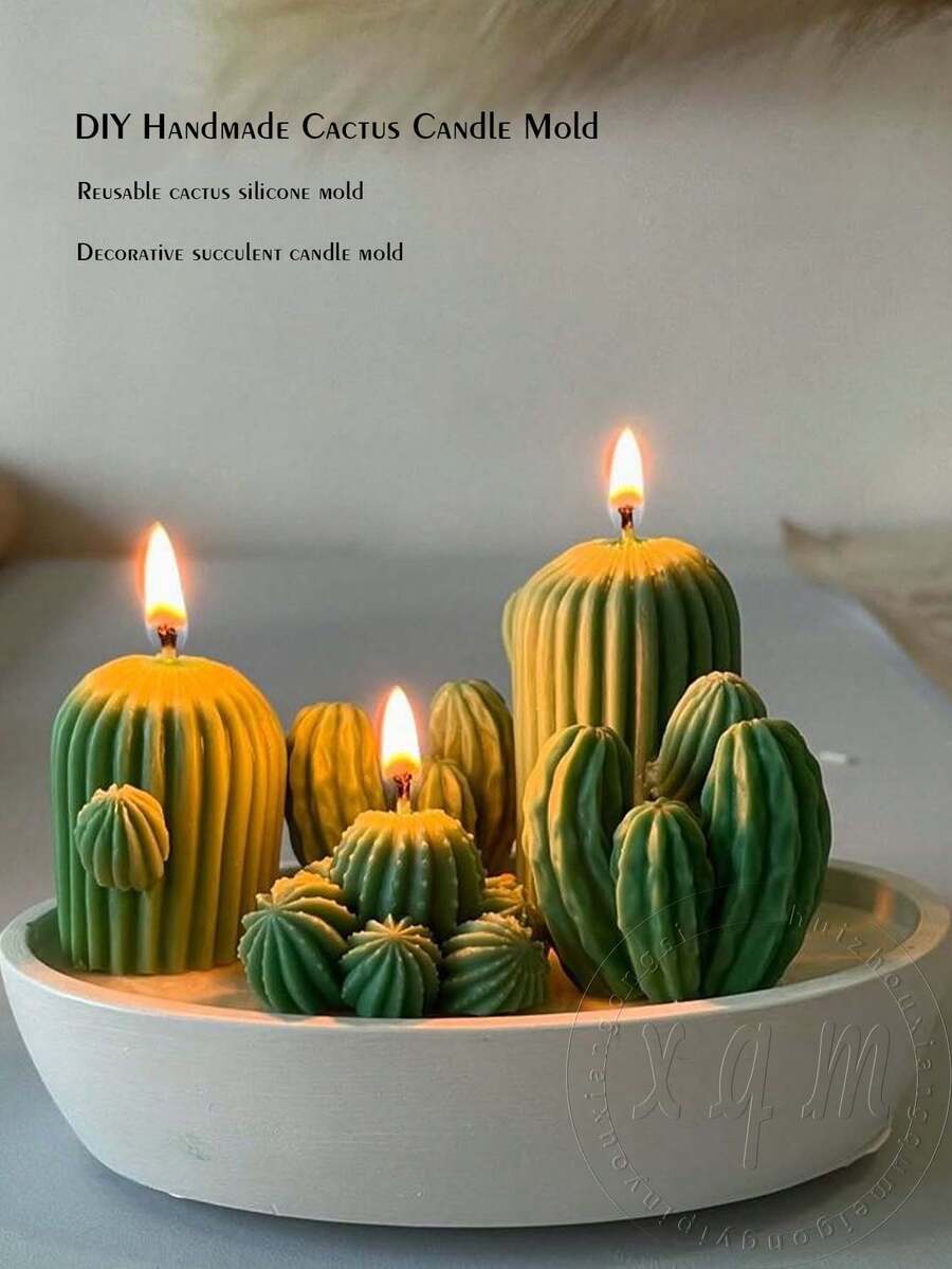 DIY多肉植物硅胶模具,装饰性多肉植物蜡烛模具,可重复使用,多种款式可选 - 白色 - 查看 1