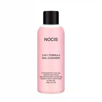 NOCIS 2-i-1 nagelrengöring och lackborttagare - För känslig hud | Icke-klibbig formula tar enkelt bort gel och akryl | Oumbärlig för manikyr av salongskvalitet | 75 ml elegant flaska akryl press-on naglar