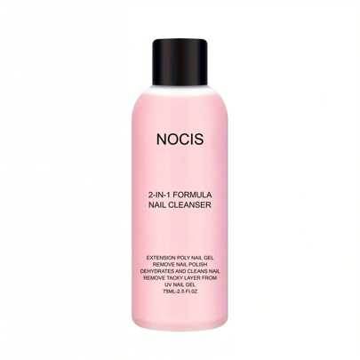 NOCIS 2-In-1 Nail Cleaner & Polish Remover - For Sensitive Skin | Non-Sticky Formula Effortlessly Removes Gel & Acrylics | Essential For Salon-Quality Manicures | 75ml Elegant Bottle Acrylic Press On Nails