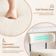 Fumahome Modern Boucle Bar Stool Set Of 2 Upholstered Counter Height Chair With Backrest Armless Chair With Sturdy Metal Frame Accent Couch For Home Bar Kitchens Cafes Lounges - Ivory - View 7