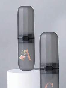 1pc Personalized Letter - & - Flower Toothbrush Case, A - Z Initials Customizable Travel Organizer, Keep Your Toothbrush Clean And Anytime, Anywhere! Travel Toothbrush Holder, Portable Toothbrush Cup Cover, Suitable For Travel, Camping, Business Travel And School, Multi-Purpose Toothbrush Cup,Hygienic Storage For Toothbrushes/Oral Care, Must - Have For Travel Enthusiasts & Personalized Style Lovers,Back To School,College Essentials - Black - View 4