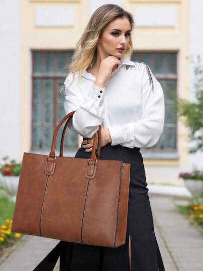 NEWHEY Laptop Bag For Women 15.6 Inch Work Tote Bags Leather Computer Bag With Clutch Purse Professional Office Briefcase Waterproof Handbag Shoulder Bag For Business Travel College