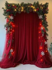 1 Stück burgunderrote transparente Hochzeitsbogengardinen - perfekt für Weihnachten, Weihnachtsdekoration Chiffongardinen für Zeremonie, Verlobung, Empfang und Hintergrunddekoration - elegante, romantische rustikale Partydekoration, Brautparty, Jahrestag, fließende romantische Hochzeitsbogengardinen und Überwurfdekorationen