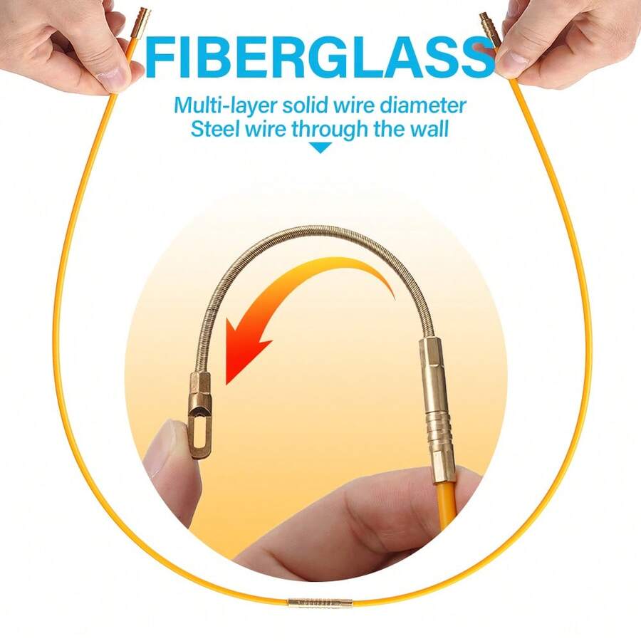 10pcs Yellow Fiberglass Draw Wire, Diameter 4mm, Length 33/45cm, For Wall Laying