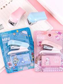 1 Set Pastel Color Mini Stapler With Staples, Lightweight And Convenient, Metal Binding, Suitable For File And Paper Organization, Ideal For Office, Study And Back To School Use - Multicolor - View 9