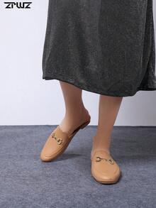 ZPWZ 2026 新款时尚露跟穆勒鞋，百搭软底防滑女士拖鞋 - 卡其色 - 查看 4