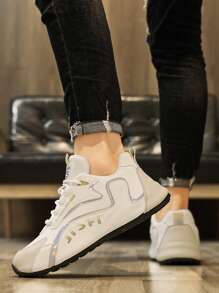 4-Season Men's Outdoor Casual Sports Shoes With Contrast Color, Rubber Sole, Anti-Slip And Durable - white ash - View 4