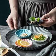 3.5 Inches Flower Shape Ceramic Sauce DishMini Side Seasoning Dish Condiment Dishes Sushi Soy Dipping Bowl Snack Serving Dishes Porcelain Small Saucer Set Set Of 4