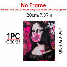 Art Decor Modern Mona Lisa Canvas Print, Fashion Theme Retro Portrait Wall Art, Frameless Ink Artwork, Indoor Hanging Decor Poster For Living Room, Bedroom, Home Office - Basquiat-Inspired Watercolor Design Gifts Birthday Graduation